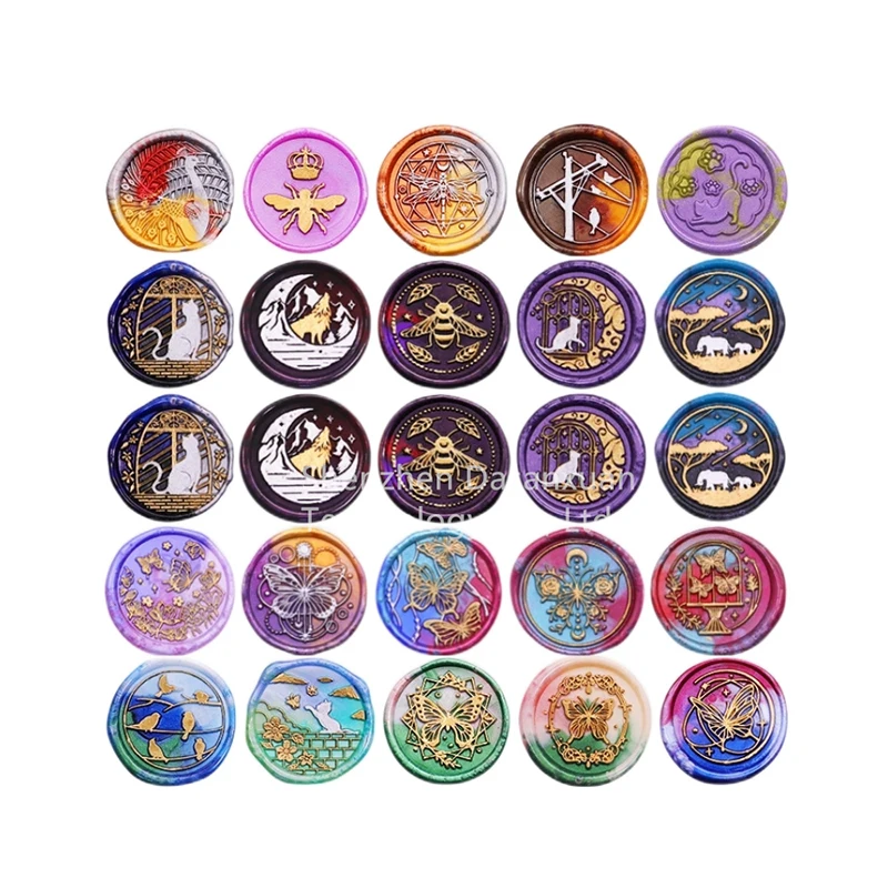 Butterfly Garden Rose Crystal Innovative Products Heads Retro Art DIY Handmade Decoration sticker name Wax Seal Stamp