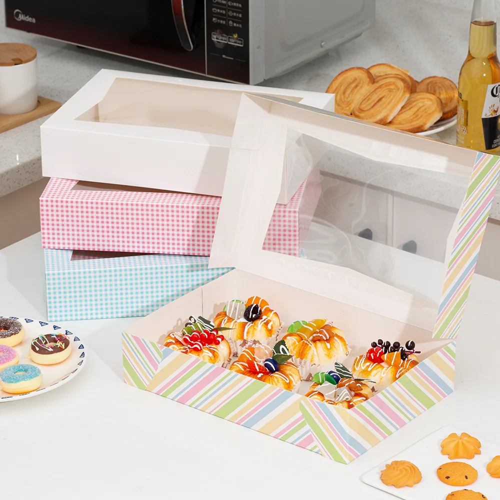 Wholesale Custom Logo Party Wedding Gift Cookie Paper Boxes Cake Kraft Pizza Takeaway Food Packaging Cake Box With Window