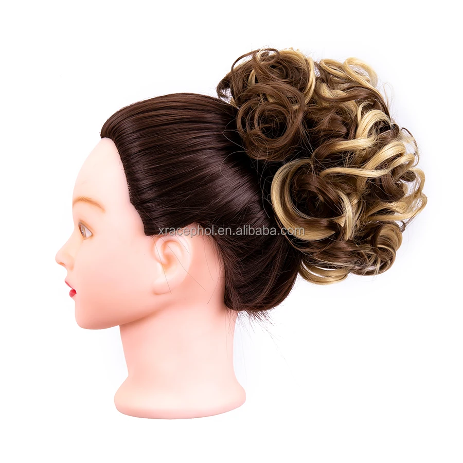 Trendy Natural Elastic Curly Messy Bun Synthetic Hair Chignon Scrunchie Hair Extension Donut Bun Hairpiece