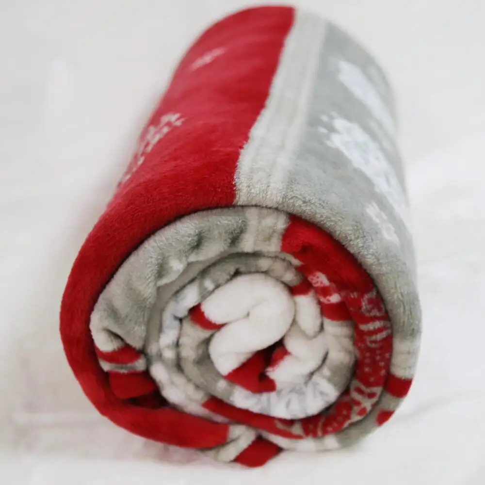 Printed Christmas Design Warm Double Bed Sheet Coral Fleece King Size Blankets