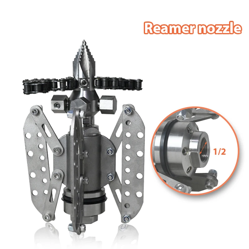 AMJET 21-40GPM 600-800mm Cross Jet Nozzle Super Chain Root Cutting Nozzles for Pipe Cleaning