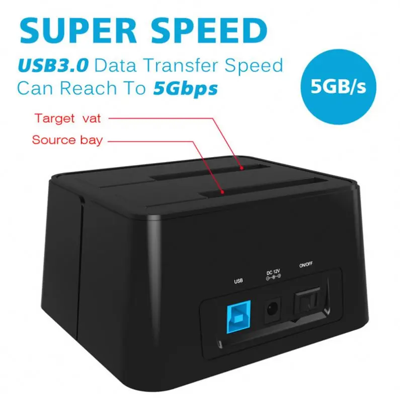 High Speed USB 3.0 Dual Bay all in 1 hdd docking station