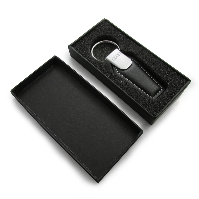 Custom pu leather car logo key holder cow leather keychain