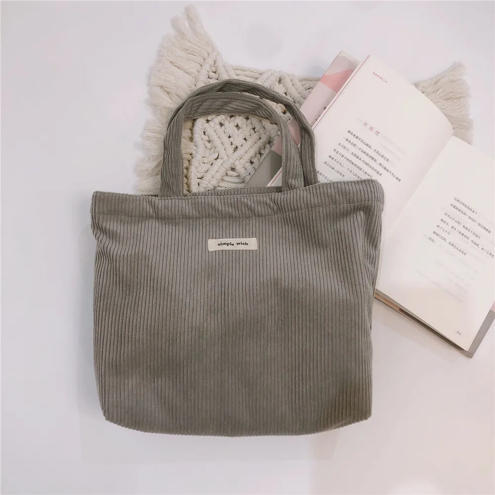 cheap good quality small colorful handbags corduroy retro korean green velvet tote bag