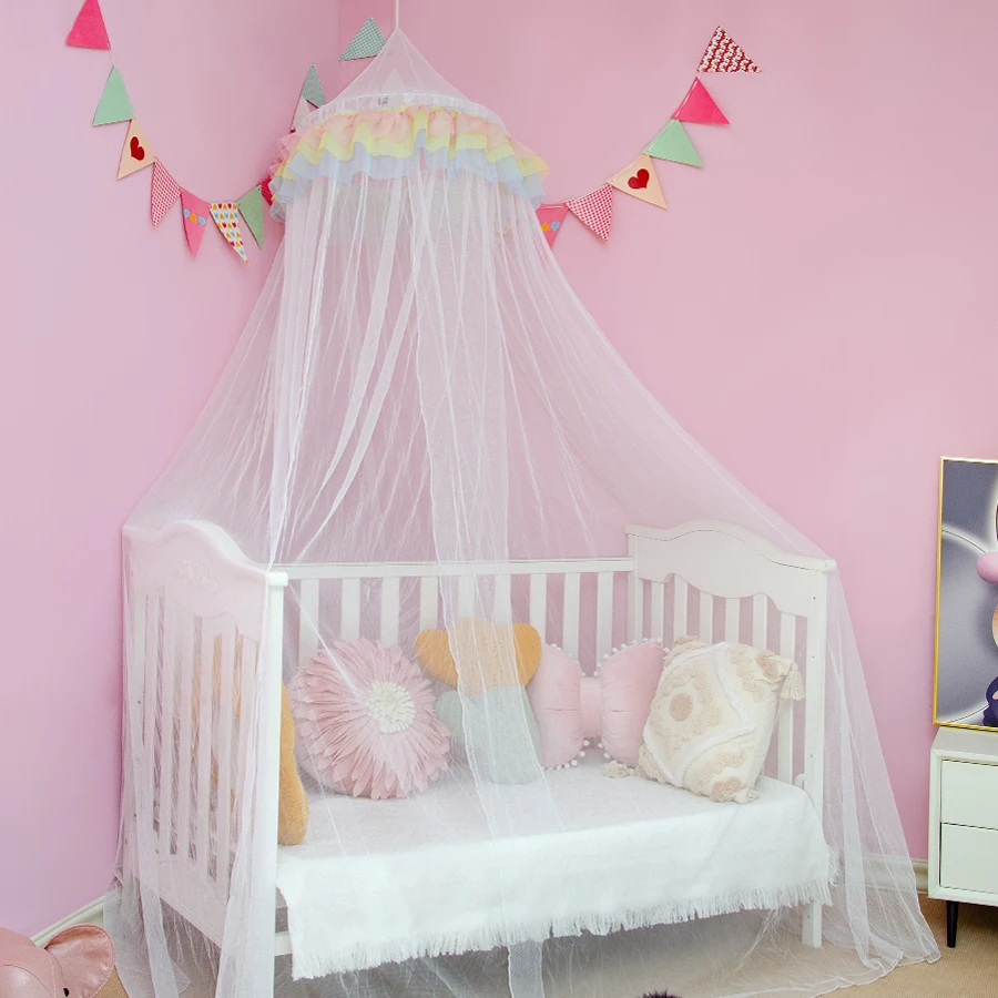 Designed 3-Layer Flounced Skirt Mosquito Net Babies Adults Queen Twin Sizes Princess Style Baby Mosquito Net