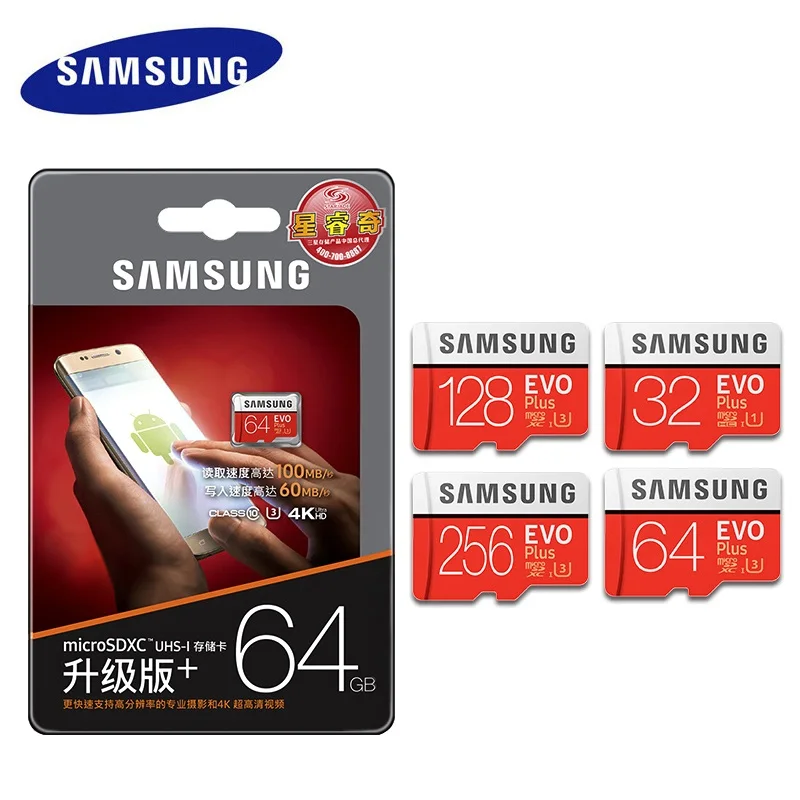  Оригинальный SAMSUNG micro EVO Plus SD карта 32 гб 64 128 256 512