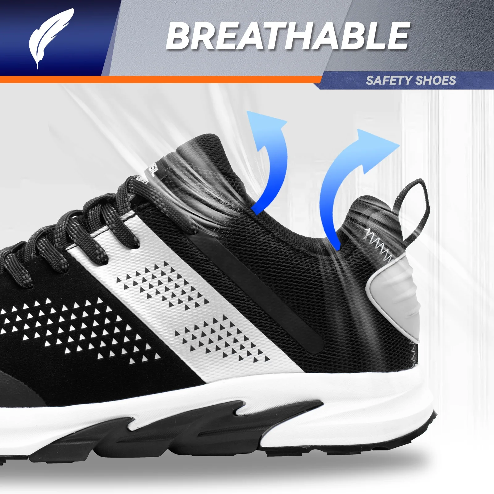 JIANKUN OEM Breathable Mesh Sports Safety Shoes Full Grain Cow Leather with TPU Shoelace EVA Rubber Outsole Summer Safety Shoes