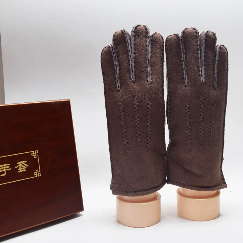 2021 wholesale custom sheep skin wool full skin sheep skin leather gloves for men and women