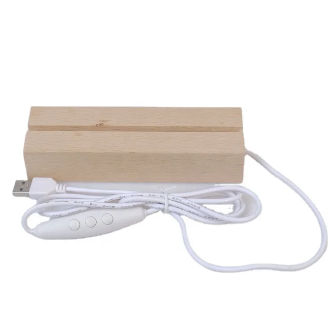 Xianfa Hot Sale Customized Wooden Led Lamp Base Usb Cable Switch Night Light Diy Creative Wood Base Night Light