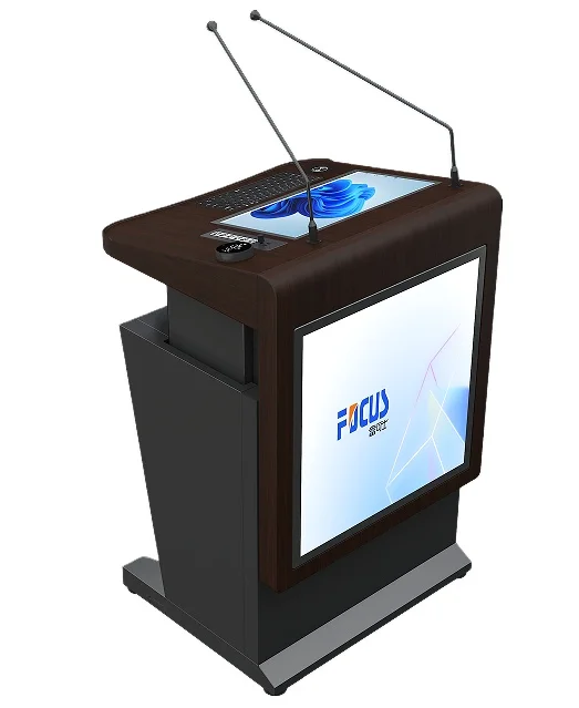 Double Screen Speech Podium with Timer; Height Adjustable Lectern Stand;  Education Equipment