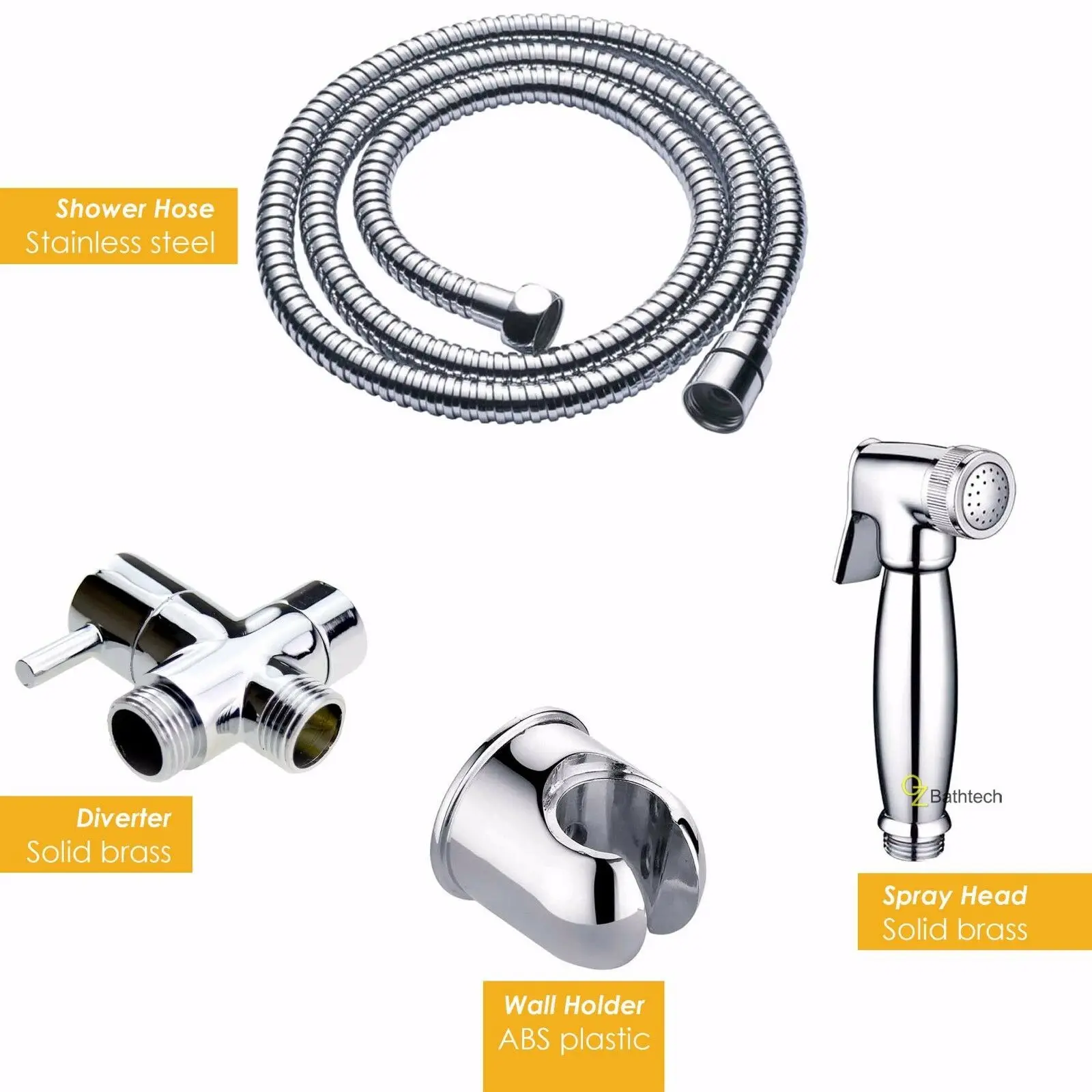 High Competitive Brass Toilet Bidet Shower spray Muslim With Valve 1.2m hose Wall mounted Chrome