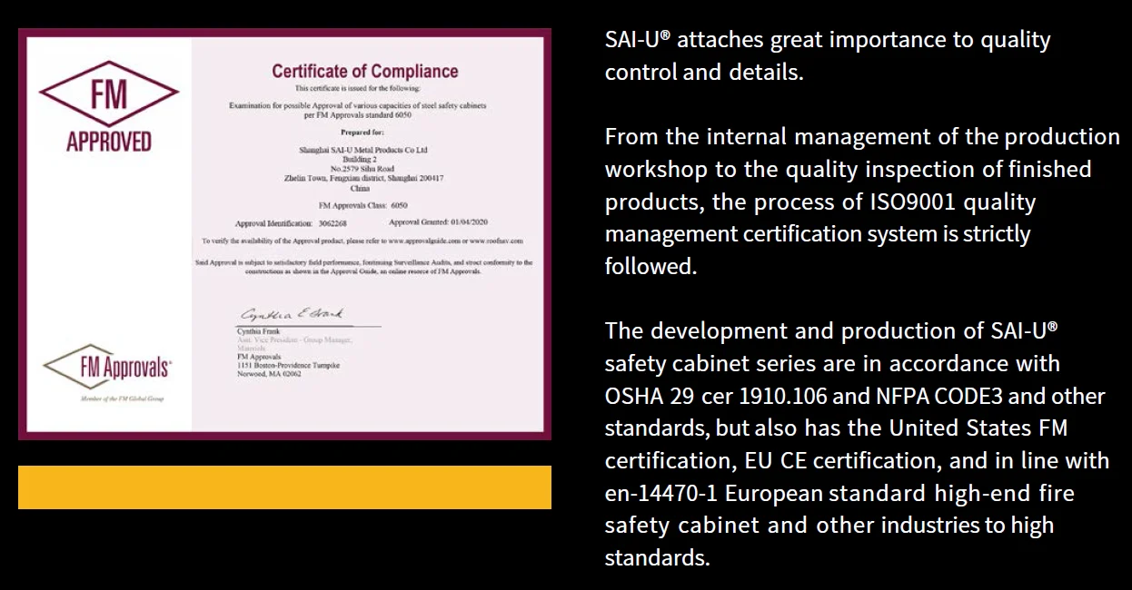 SAI-U115 Gal Flammable Cabinet Laboratoryl Oil Drum safety storage Laboratory Anti Explosion Cabinet Chemical Safety Cabinet