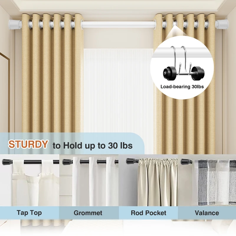 ARODDY Cheap 1.6-2.5m Smart Roman Adjustable Extendable Curtain Rods and Rails for Windows Metal Curtain Poles Tension
