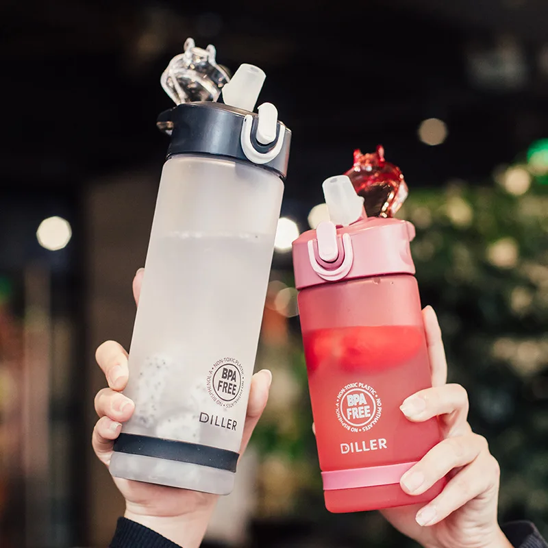 Wholesale Bag Tritan Recycled bpa free Motivational Plastic Water Bottle Black