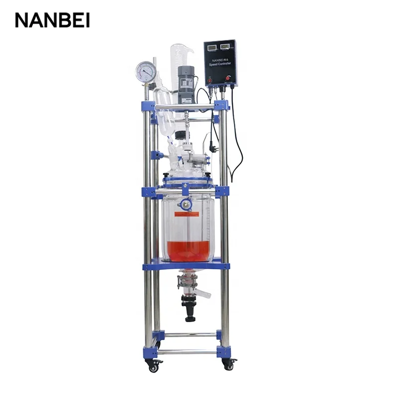 10L Multi-Function Lab Chemical Double Agitated  Layer Glass Reactor