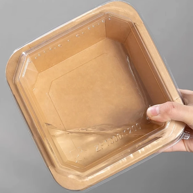 Ebelee Eco Friendly Restaurant Take away Container Custom Print Disposable Fast food salad Container Paper Food Octangle Bowl