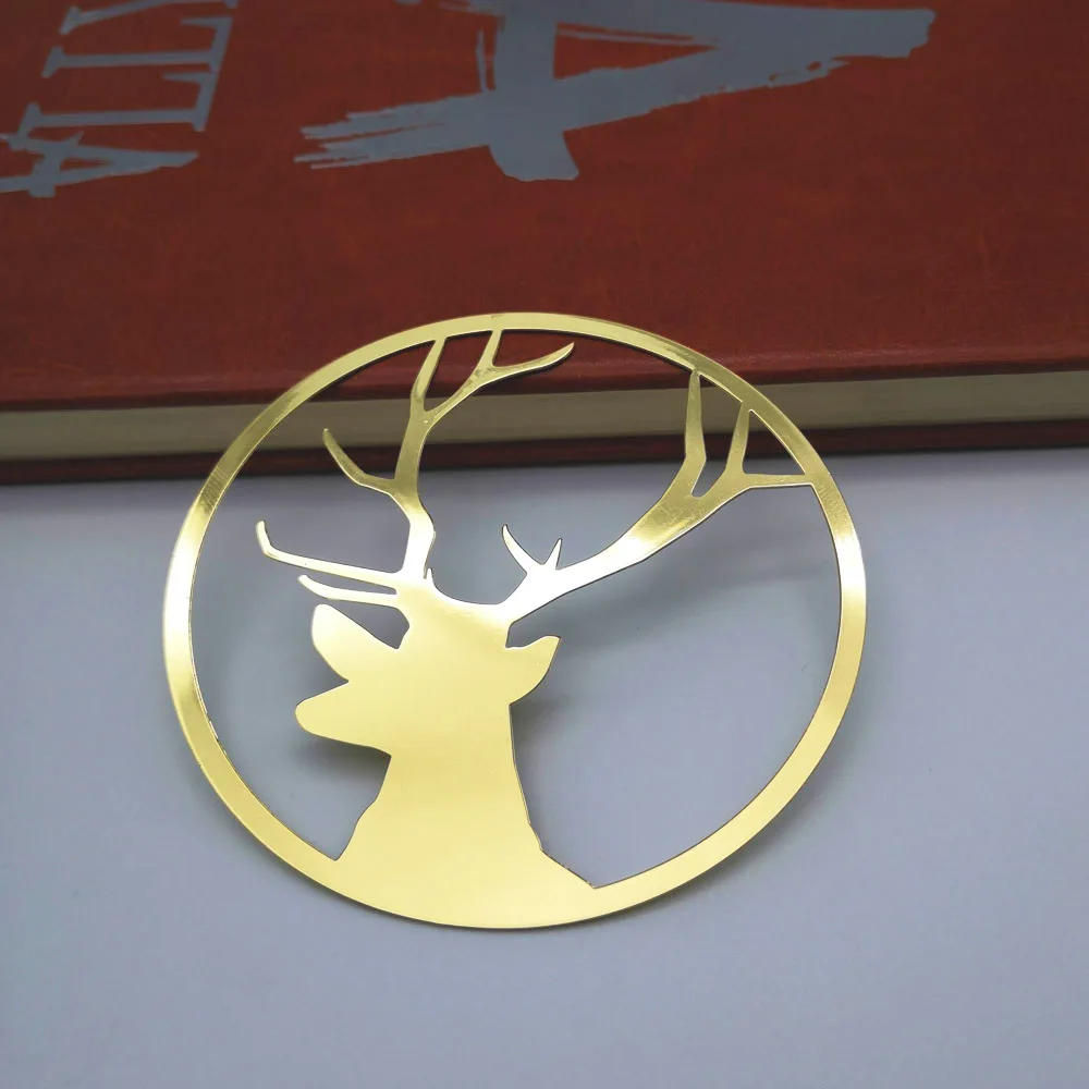 Custom flower shaped souvenir metal gold plated bookmarks