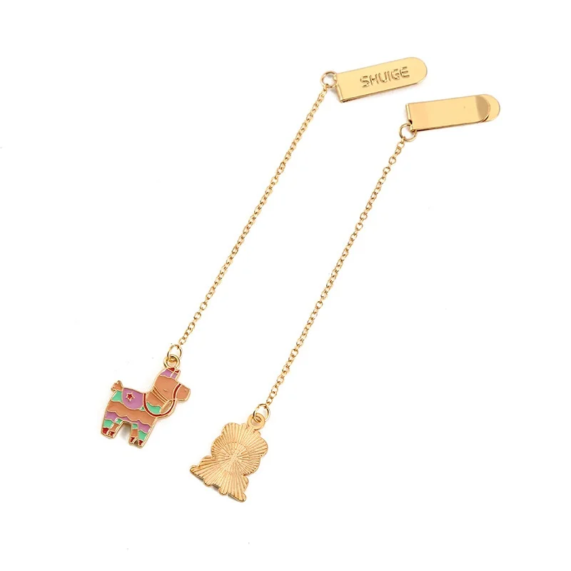 Cartoon Animal Bookmark Pendant Student School Season Commemorative Gift Ins Style Creative Metal Flip Book Clip