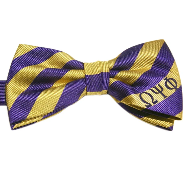 Custom Striped Mens Pre-tied Bow Tie And Self Tie Bow Tie And Pocket Square With Company Logo Designs Gift Box Set