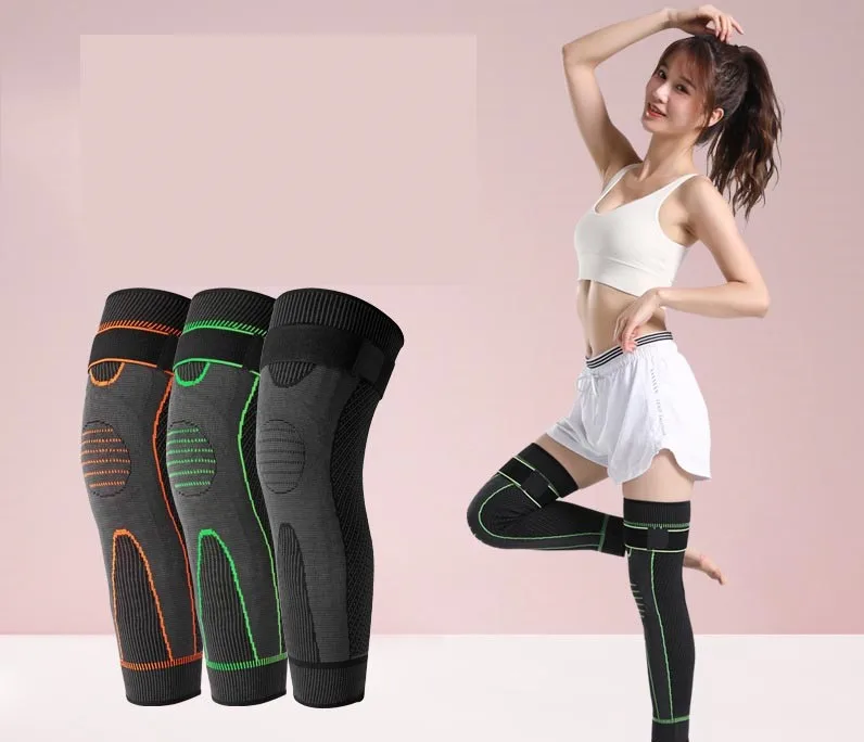 Sports Knee Pads Full Length Knee Brace Support Calf sleeve Compression Leg Sleeves with Wormwood for Basketball