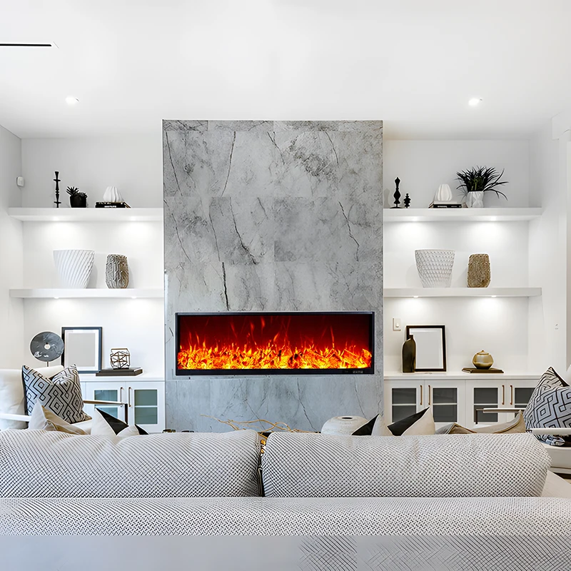 New Model With Glass and Log 2D Electric Fireplace Smart Wholesale Home Heater with Remote Control