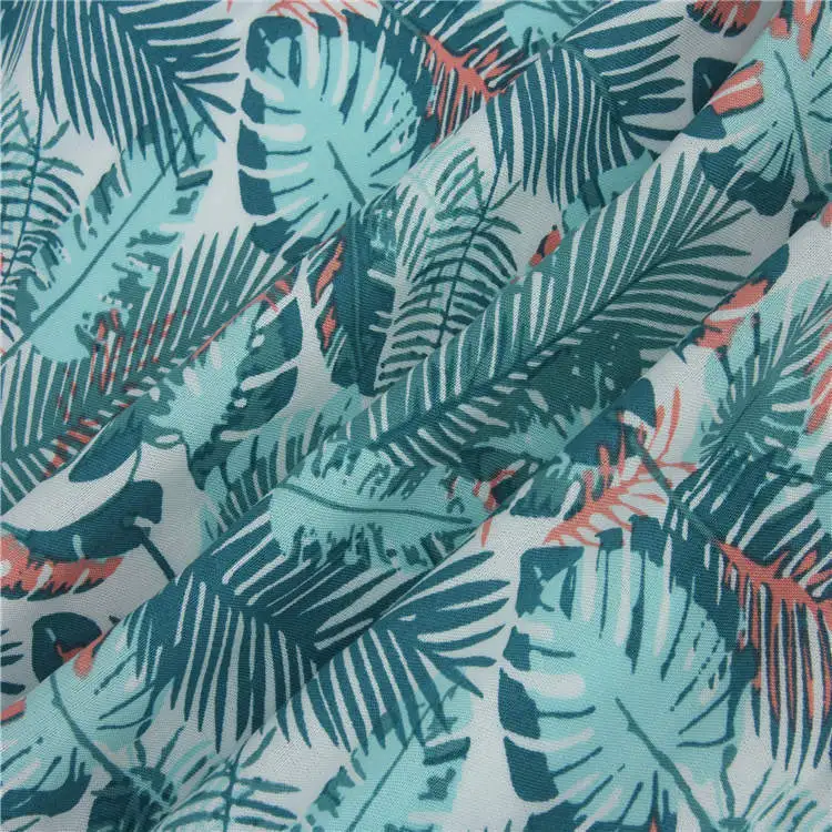 Wholesale hotselling woven plain 30S challis tropical floral digital printed 100 rayon fabric for dresses