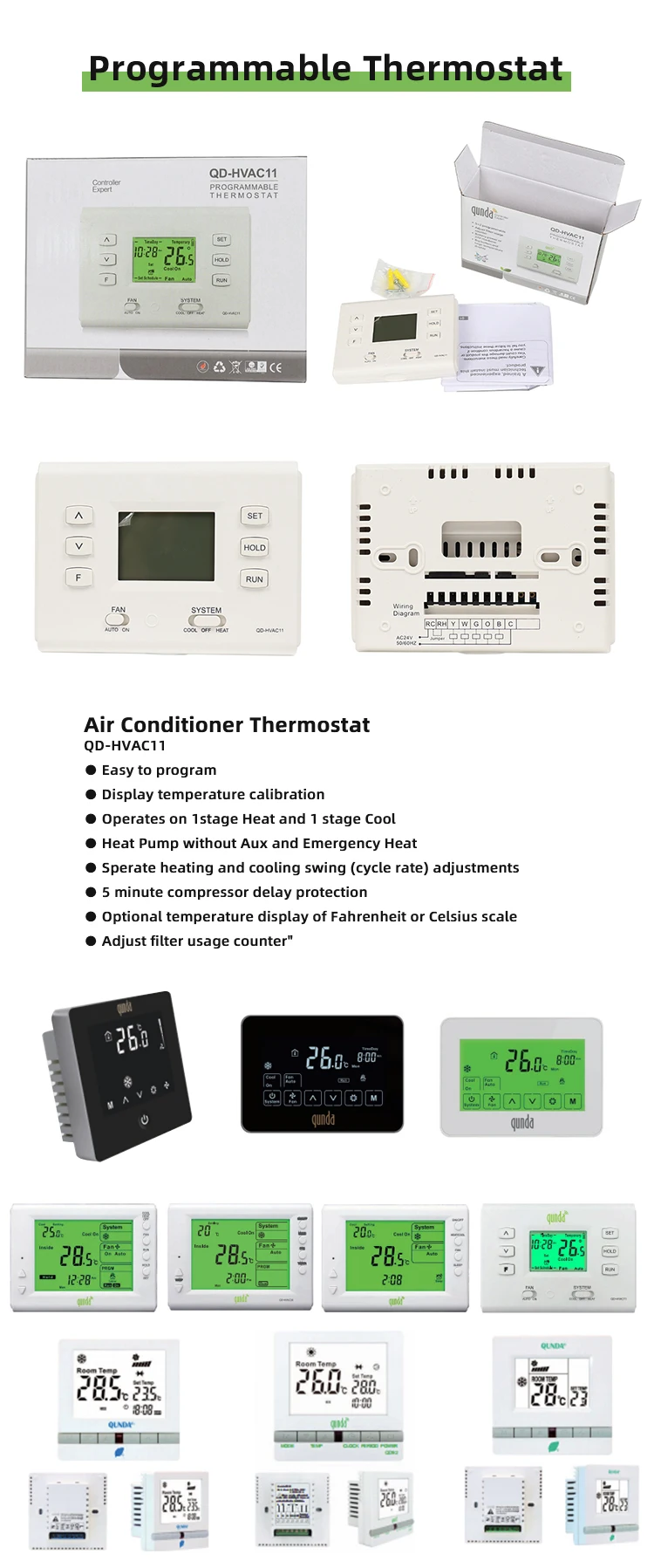 Smart Thermostat Programmable Thermostat Large Digital LCD Display
