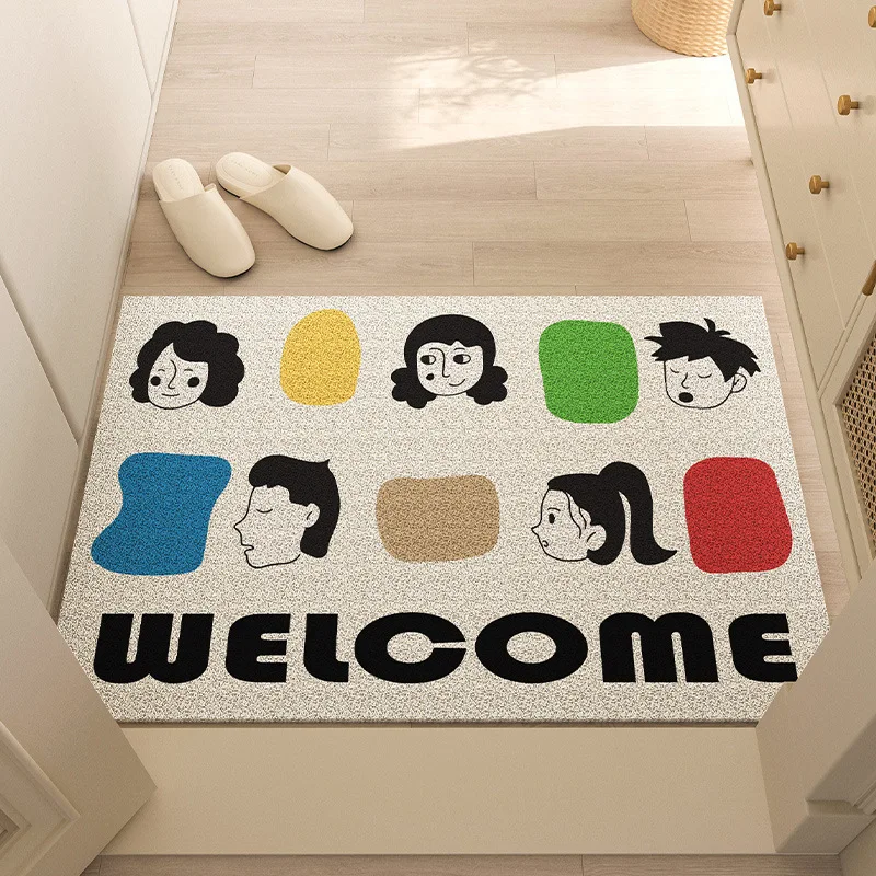 TIKTOK Shopee Hot Selling INS Wind Cartoon PVC Wire Circle Entrance Guard Wear resistant,  Dustproof, Easy to Maintain Floor Mat