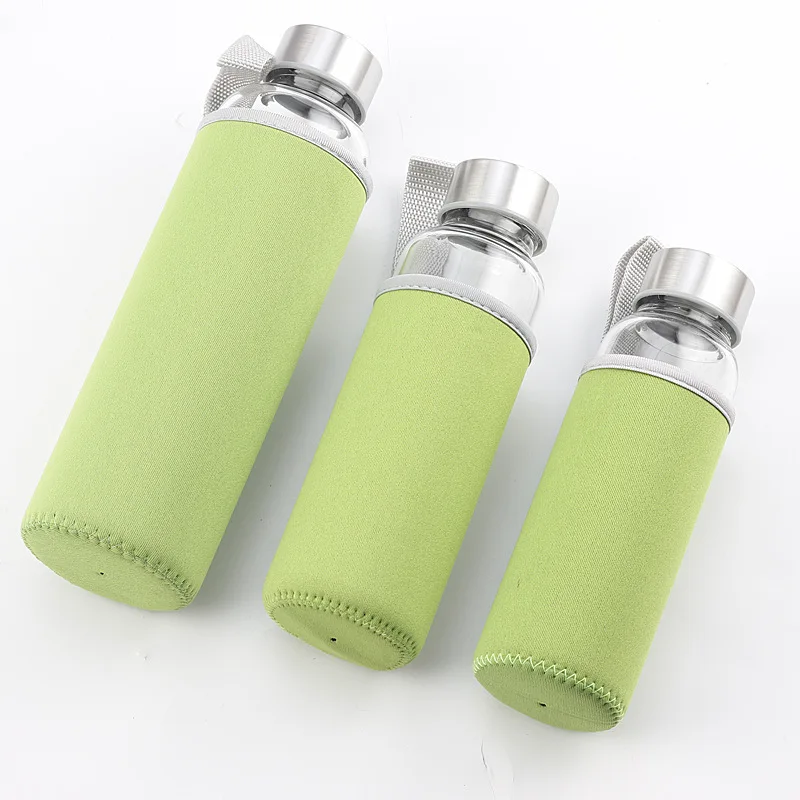 New Arrive Portable Outdoor Sports Large Capacity Cloth Cover Reusable Drinks Juice Beverage Glass Water Bottle  With Sleeve