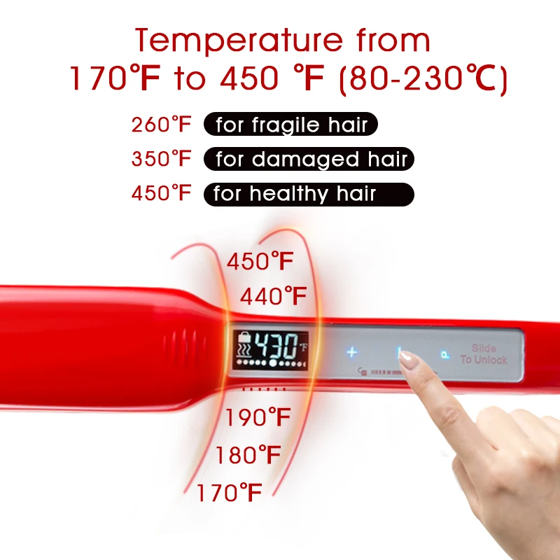 Professional Nano Titanium Flat Iron Titanium Hair Straightener Portable 450F Hair Straightener