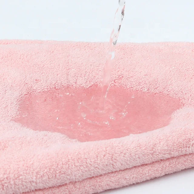 Double layer pink color microfiber fabric hair drying towel turban for salon