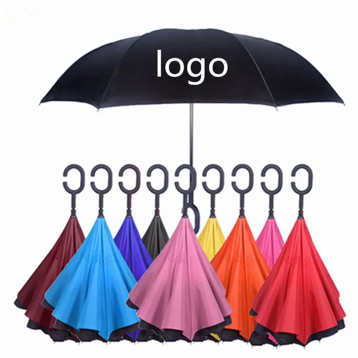 Waterproof Windproof Custom Pattern Inverted Reverse Inverse Umbrella With LOGO