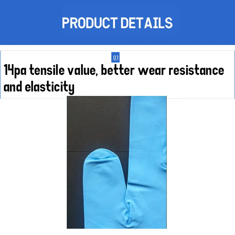 Custom waterproof 16 inch 6 mil cleanroom lab nitrile antistatic touch screen long safety work chemical elbow length gloves
