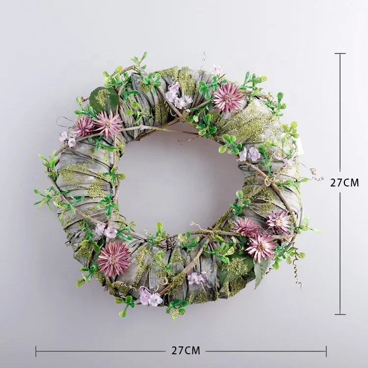 
The Newest Purple Flower Garland Green Leaf Wreath Front Door Wreaths For Spring And Summer On Sale 