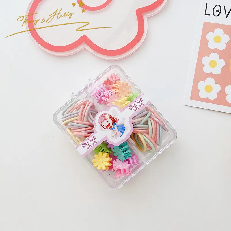 Tracy & Herry New Design Box Packed Clamp and Hair Bands Elastic Set for Kids  Children Candy Braid Hair Ornament