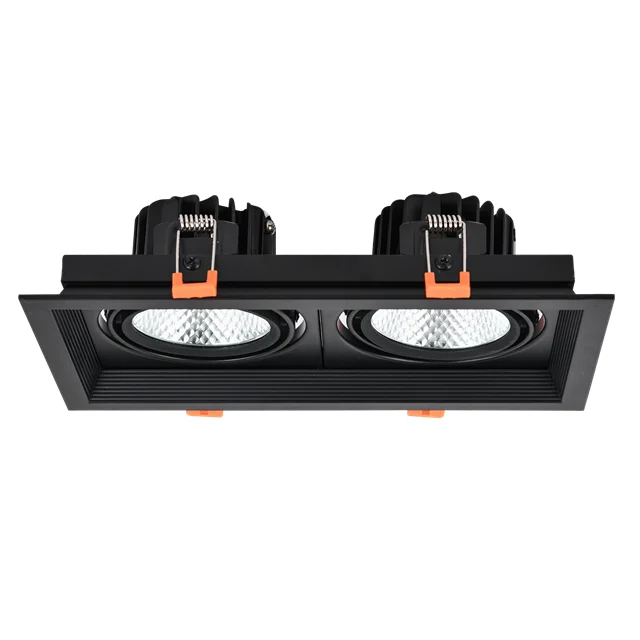 
Hot Product Commercial2 Heads Aluminum Recessed Ceiling Spot Downlight AR70 COB LED Grille Light 