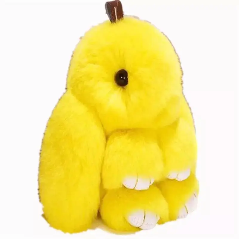 fashion XNG Shaped Plush Cute Rabbit Fur Keychain Customized Soft Hand Feeling Animal Plastic Bag Decoration Keyring