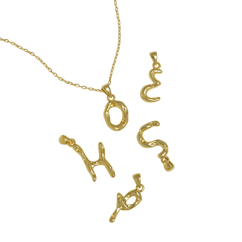 Wuqie Fashion Pendant Jewelry Classic Design 925 Silver 18K Gold Plated Letter Pendant Necklace