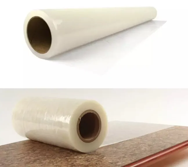 Soft Melamine MDF Board 50cm Width PE Protection Film Surface Covering Blow Molding Logo Good Weatherability No Glue Residue