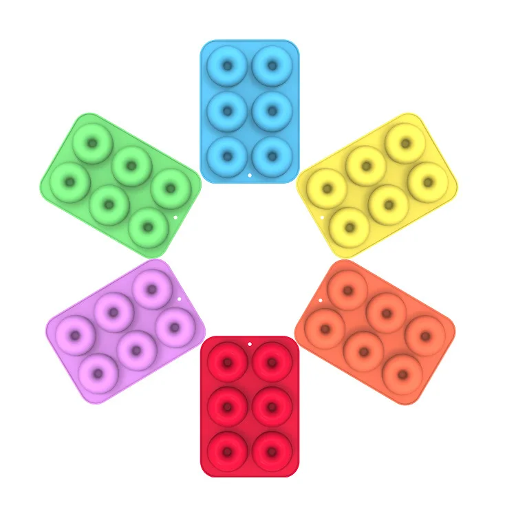 Homesun 6 Cavity Round Shape Doughnut Maker Pan Silicone Cake Chocolate Donut Tray Baking Dessert Mold for Baking Tool