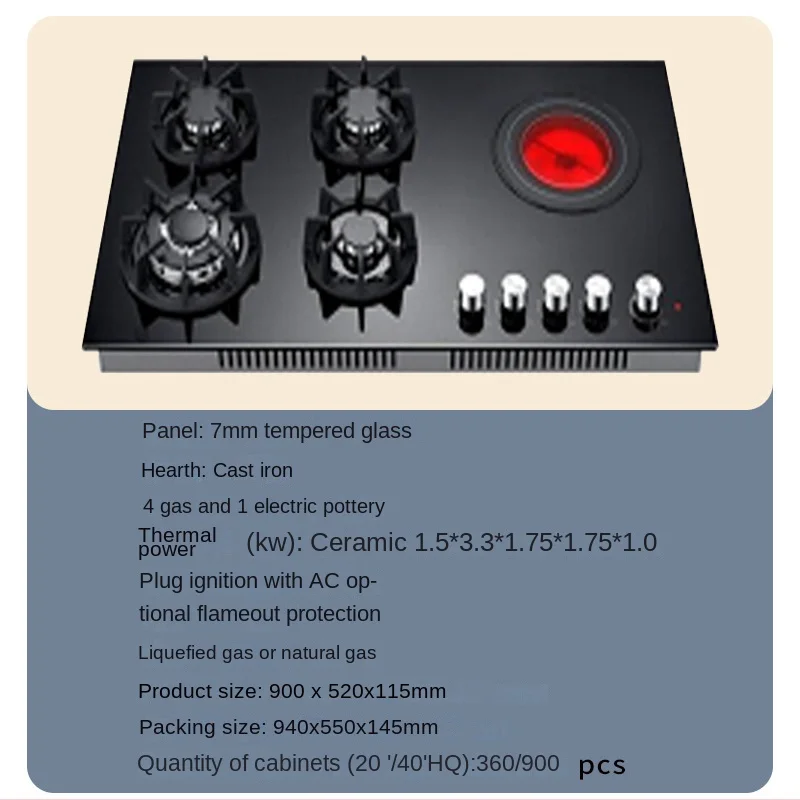 New Fashion Home Appliance Built Gas Hobs Italy Gas Stove Butane Stove Battery Stove for Cooking Ceramic Glass Gas Cooktops
