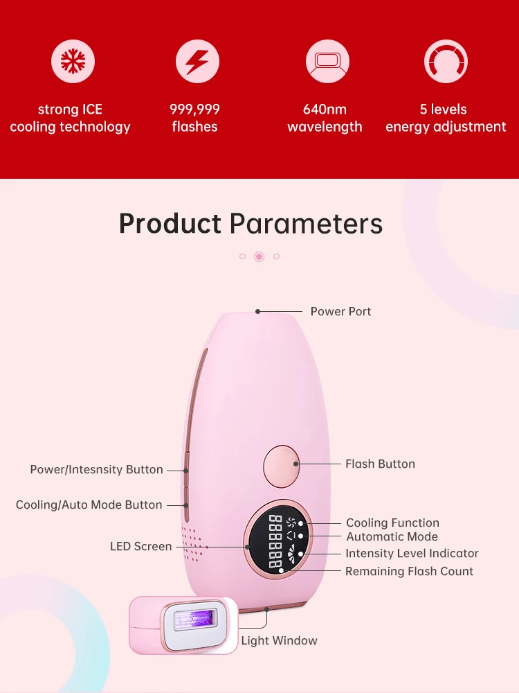 Personal skin care skin rejuvenation mini ipl laser hair removal machine with ice cooling freezing point