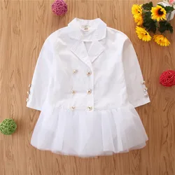 2019 Autumn New Brand 3-8 Years Girls Jacket Children Girl Gauze Skirt Coat Kids Girl Western Collar Trench Wind Dust Outerwear