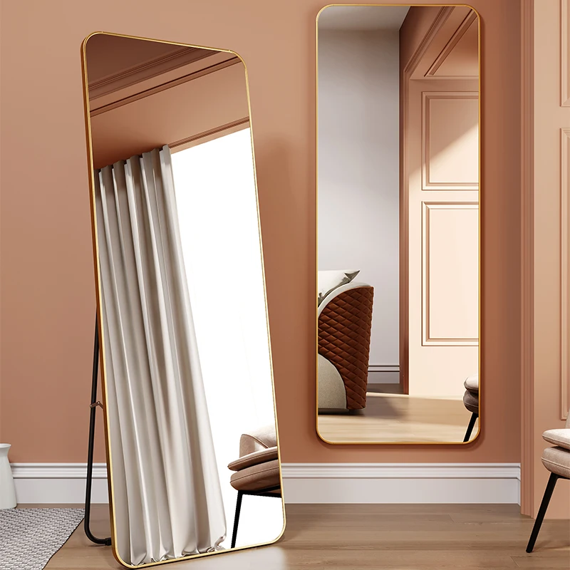 Modern Full Size Framed Big Home Decor Wall Mounted Full Length Floor Beveled Aluminum Full Body Mirror For Dressing Room