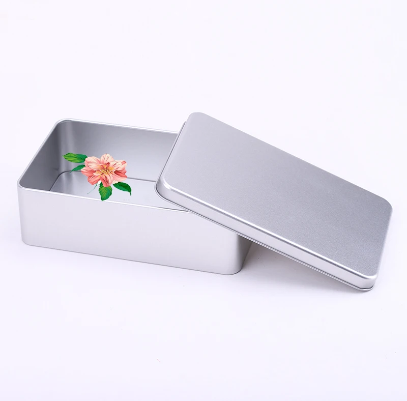 Manufacturer Custom Tinplate Box rectangular Flat Cover Tea tin box