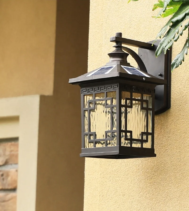Solar Wall Light Outdoor Decorative Aluminum Wall Sconce Dusk to Dawn, LED gate Light Lantern Fixture for Patio, Front Door