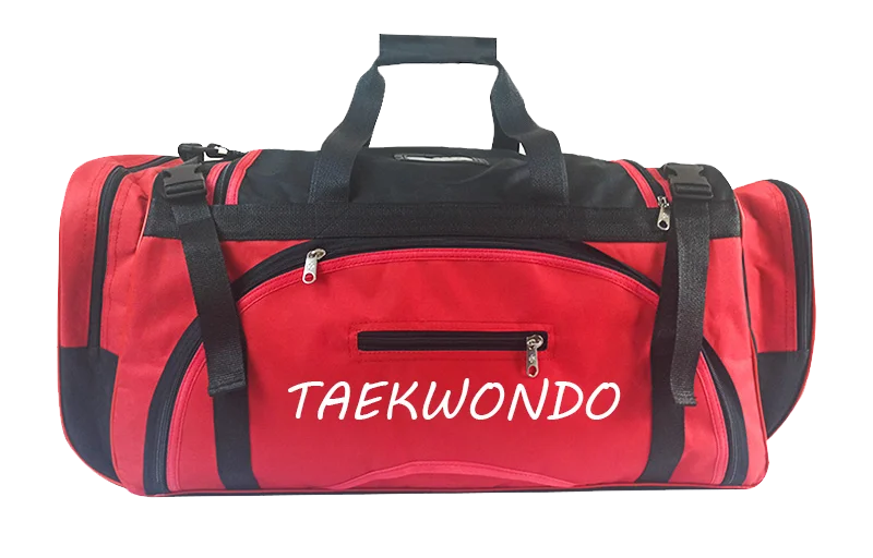 New design black red nylon waterproof martial arts training equipment bag custom logo sport gym bagsrtment