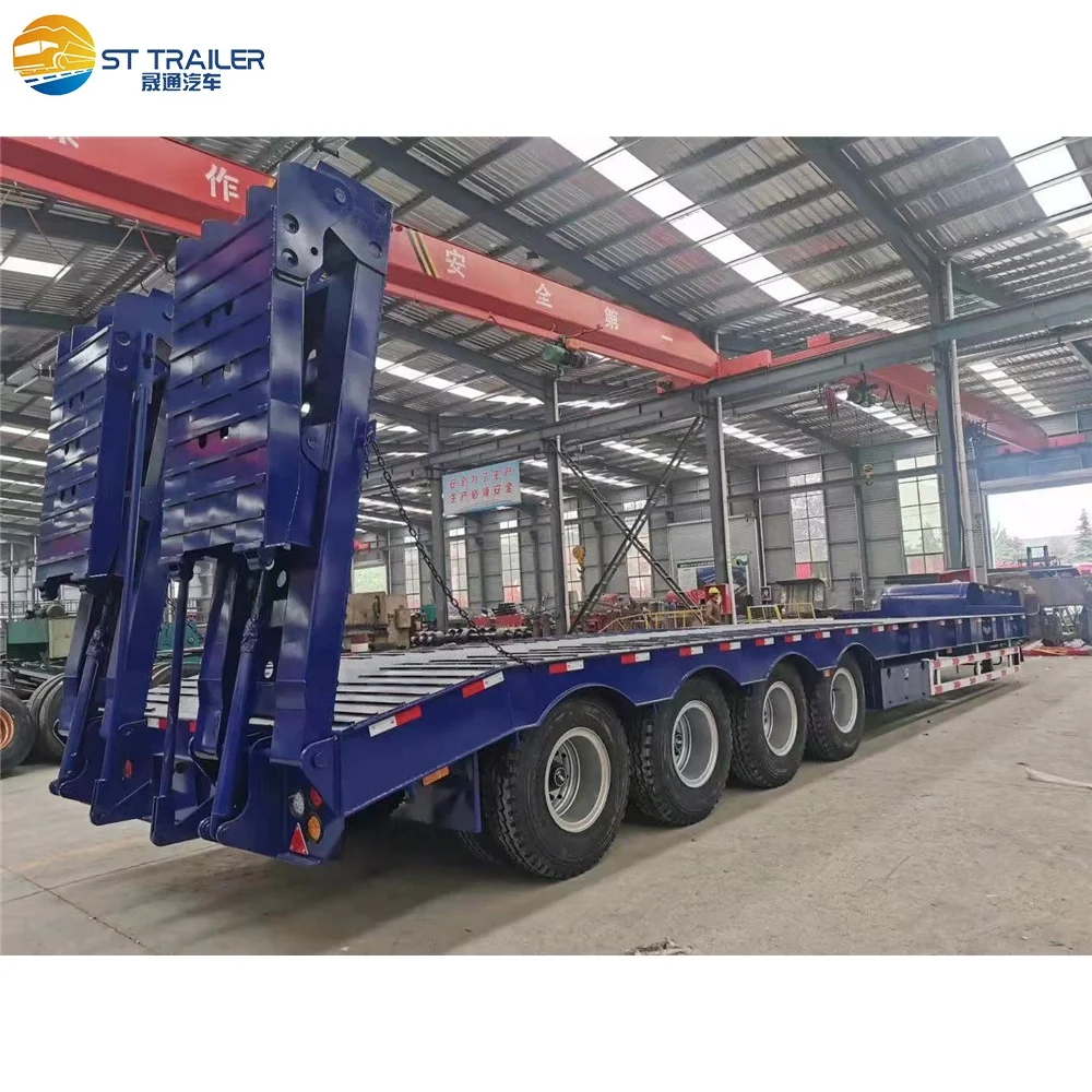 Transportation Engineering Machinery 3 Axles 4 Axles Body Widening Load 80 Ton 120 Ton Low Flatbed Truck Trailer Special Vehicle