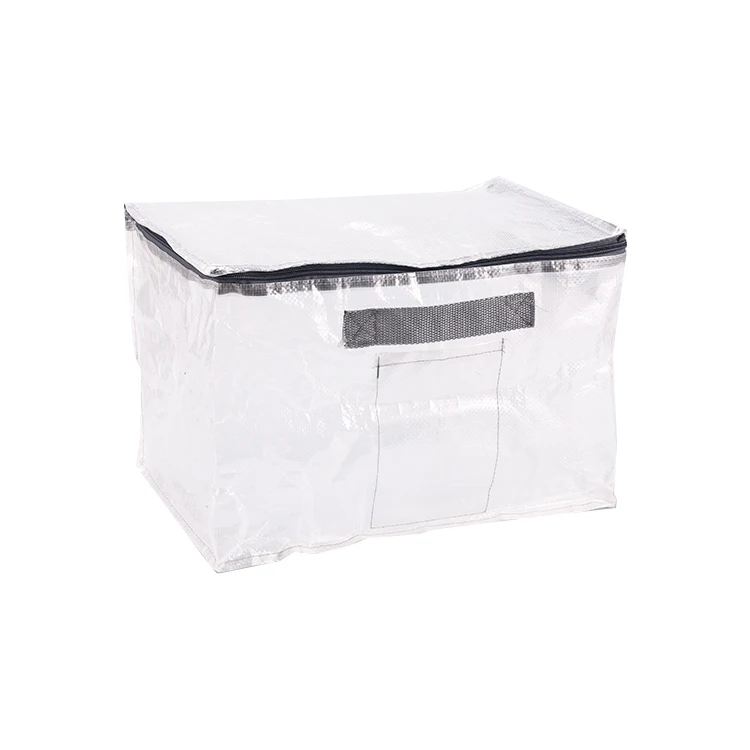 Heavy Thick Customizing Transparent Clear PP Woven Storage Moving Bag double zipper waterproof