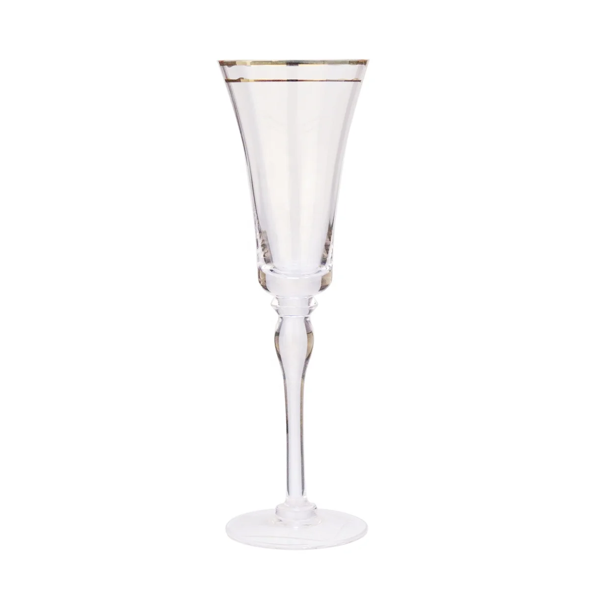 Classic Double Gold Rim Glass Champagne Glasses Goblet Custom Crystal Champagne Flute Glass